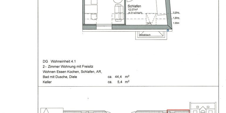 Dachgeschoss 44 m²